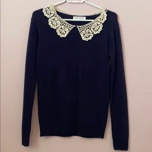 (3/$15) Lace Accent Collar Sweater